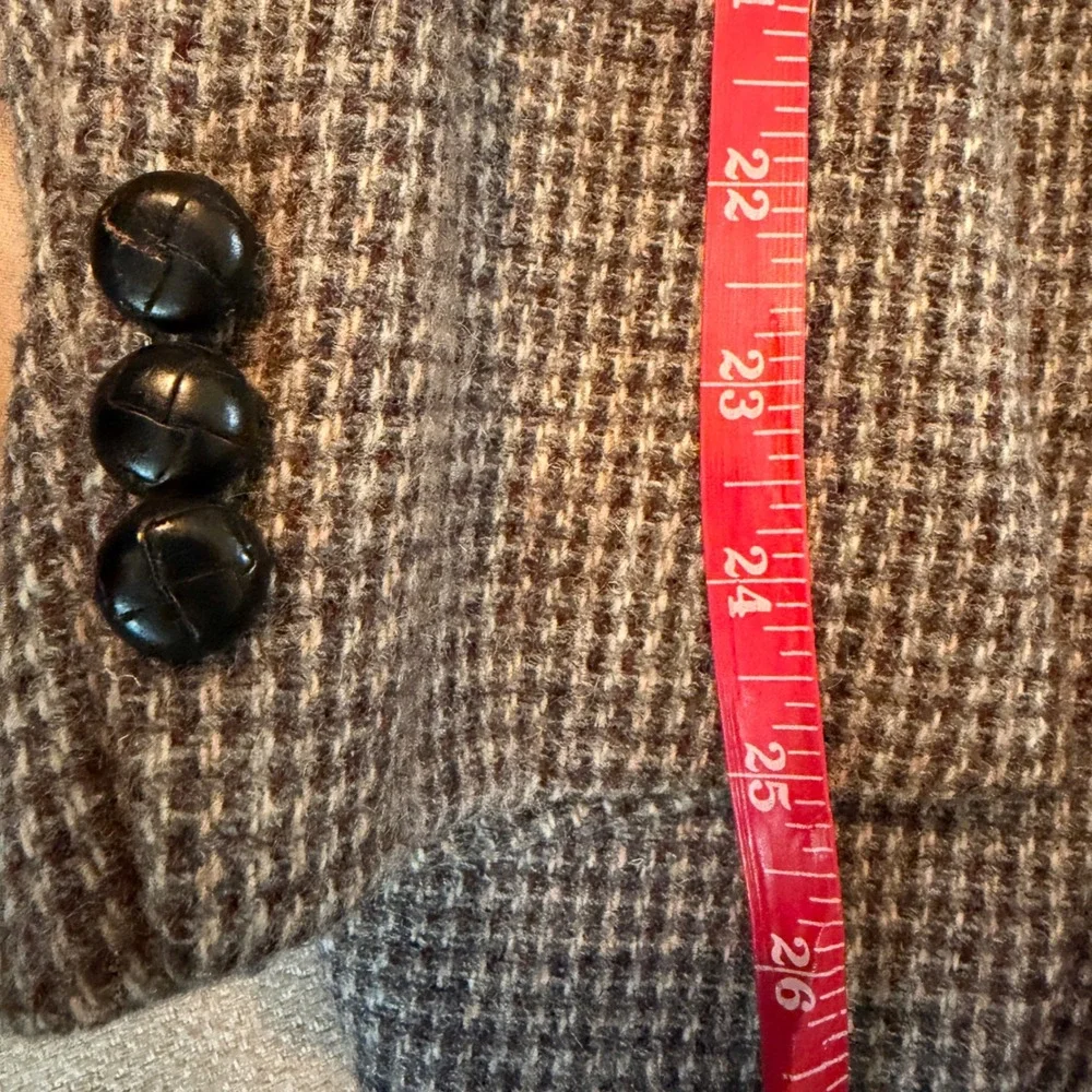 Woodmere Mens 42R 100% Wool Houndstooth Blazer Brown‎ Elbow Patches Sport Coat